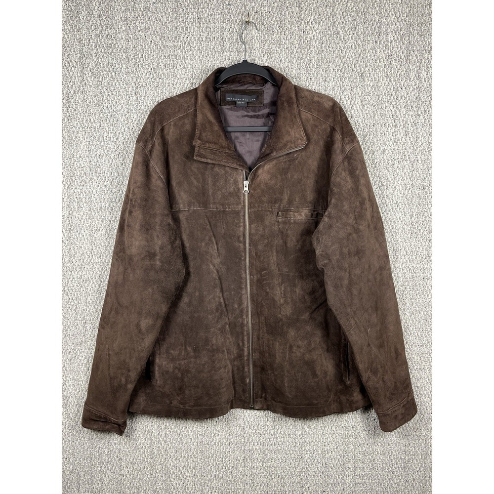 Metropolitan View Suede Full Zip Jacket Men's Large 100% Leather